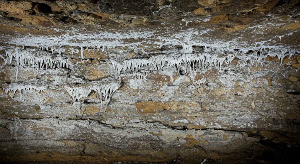 Salitre en la pared del sótano